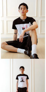 Vintage Punk Dog Print Slim Tee
