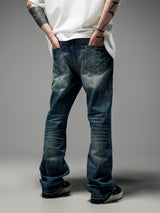 Heavy Washed Loose Flared Stacked Jeans