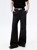 Black Straight Flared Casual Pants