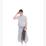 Gray Distressed Jacquard Slim Knit Tee