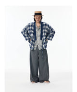 Patchwork Plaid Chinese Cardigan