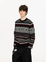 Fair Isle Milk Cotton Knit Sweater