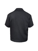 Short Sleeve Plaid Jacquard Shirt