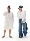 Embossed Vintage V-Neck Oversized Shirt