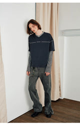 Men's Distressed Two-Way Zip Flared Jeans