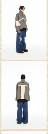 Back Zip Cropped Turtleneck Leather Coat