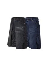 Special Waistband Tailored Washed Denim Shorts