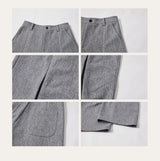 Men's Embroidered Curved Pleated Woolen Pants