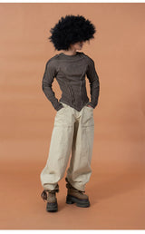 Men's Slim Striped Distressed Long-Sleeve Tee