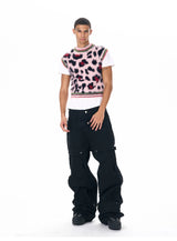 Men's Pink Leopard Print Fuzzy Vest