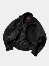 Loose Dark Curved Nylon Biker Jacket