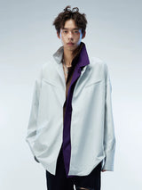 Couple's Loose Color-block Three-layer Collar Coat