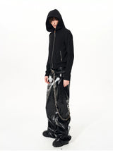 Men's Black Skull Cross Zip Hoodie
