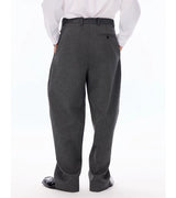 Grey Pinstripe Wool Blend Trousers
