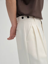 Waist-Adjustable Striped Flared Merino Wool Pants
