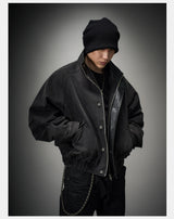 Loose Stand Collar Washed Canvas Coat