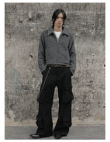 Cropped Wide Structured Terry Wool Jacket