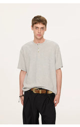 Couple Amber Waffle Boxy Henley Tees