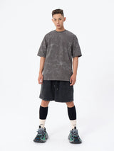 Men's Loose Gray Tie-Dye Print Tees
