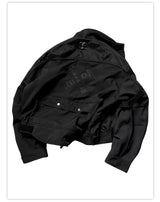Loose Dark Curved Nylon Biker Jacket