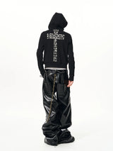 Men's Black Skull Cross Zip Hoodie