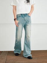 Cleanfit Men's Vintage Ripped Flared Jeans