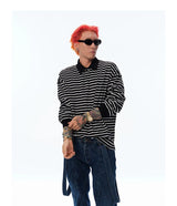 Men's Long Sleeve Striped Cotton Polo