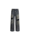 Muddy Distressed Ripped Baggy Jeans