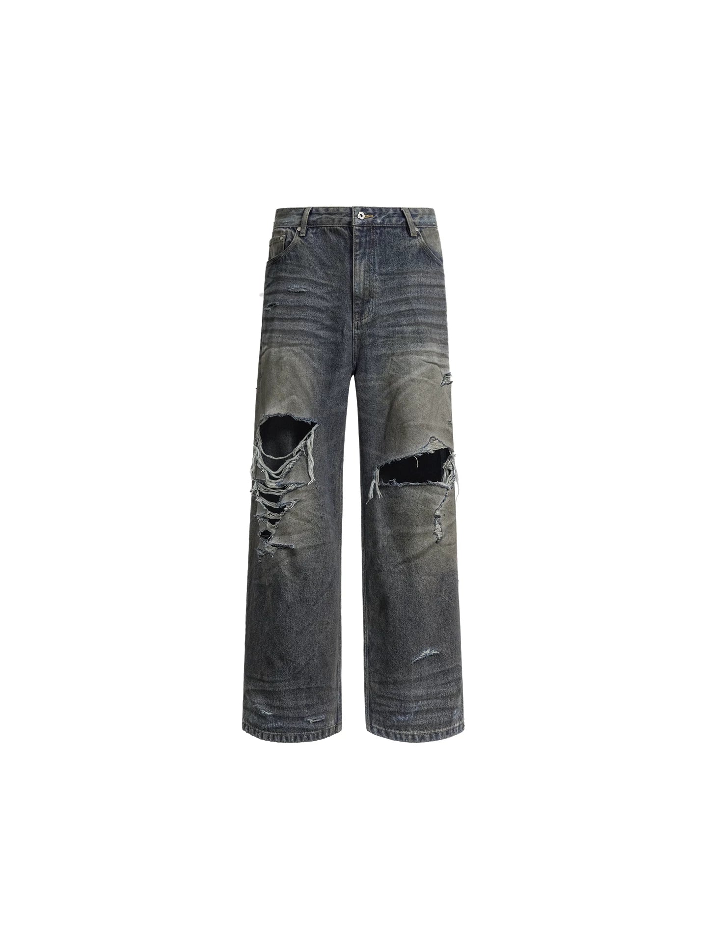 Muddy Distressed Ripped Baggy Jeans