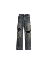 Muddy Distressed Ripped Baggy Jeans