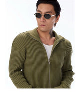 Cotton Ribbed Double Zipper Cardigan