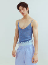 Mixed Blue Deep V Knit Camisole