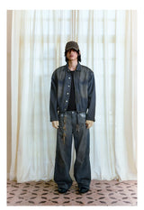 Scratched Washed Jeans With YKK Zipper