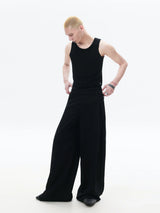 Loose Black Pleated Wide Leg Sweatpants