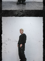 Ripped Ribbon Boxy Knit Cotton Sweater