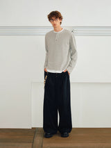 Men’s Waffle Henley Twofer Long-Sleeved Tees