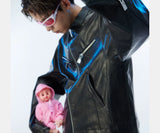 Men's Distressed Cropped Leather Moto Jacket