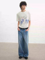Printed Short-sleeve Tee with Tencel Wool