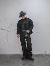 Bloodstained Raw Denim Riveted Fitted Jacket