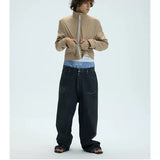 Reversible Plaid Embroidered Zip-front Fleece Jacket