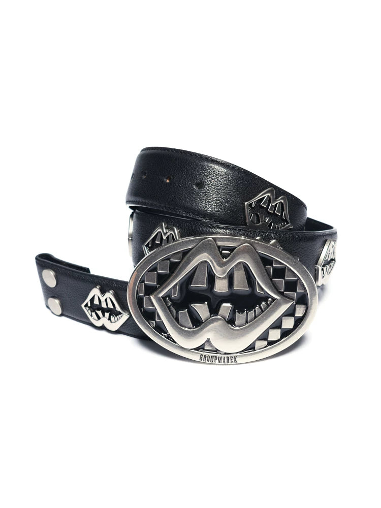 Vintage Silver Lip Leather Belt