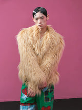 Vintage Y2K Fuzzy Leather Button Coat