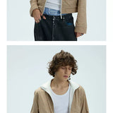 Reversible Plaid Embroidered Zip-front Fleece Jacket