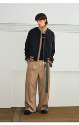 Men's Loose Color Block Bomber Jacket
