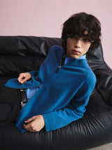 Merino Wool Cashmere Zip Crew Cardigan