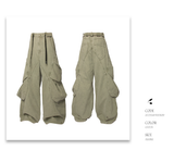 Vintage Washed Striped Multi-pocket Cargo Pants