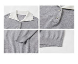 30% Wool Double Collar Polo Tops