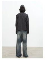 Blue Gray Washed Straight Loose Jeans