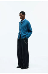 Merino Wool Cashmere Zip Crew Cardigan