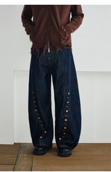 Men's Curved Wide Leg Denim Pants